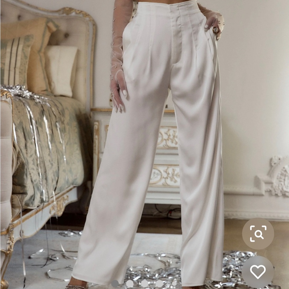 Halley white satin trousers from 12th tribe.